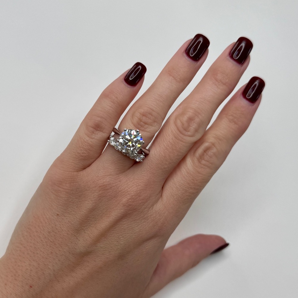 925 Sterling Silver Set “White Gold Look” Moissanite Rings for Women Size 7.5 - Picture 3 of 17